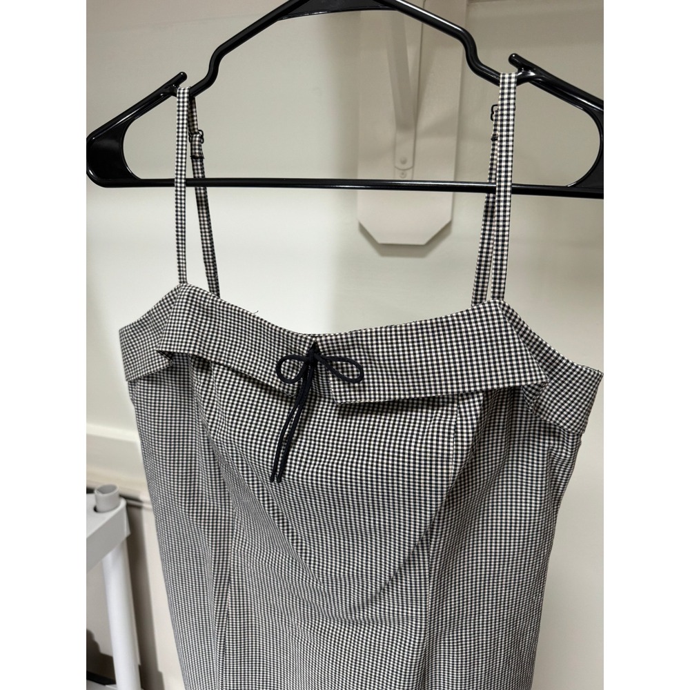 Ann Taylor LOFT Gingham Sheath Dress Womens 6 Black White Plaid Bow Retro‎ 90s - Picture 4 of 13